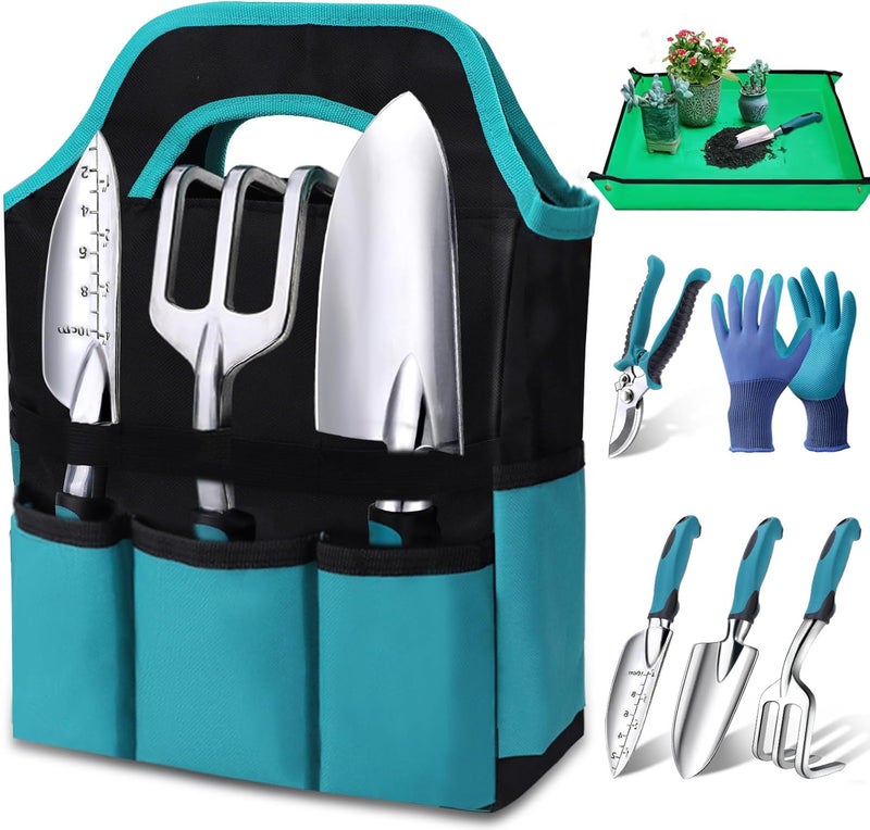 Kynup Garden Tools, 7 Piece Gardening Gift for Women&Men, Gardening Hand Tools Set, Ideal Gardening Supplies, Essentials, Garden Stuff, Rust-Proof, Stainless Steel, Aluminum Alloy Material - Image 1